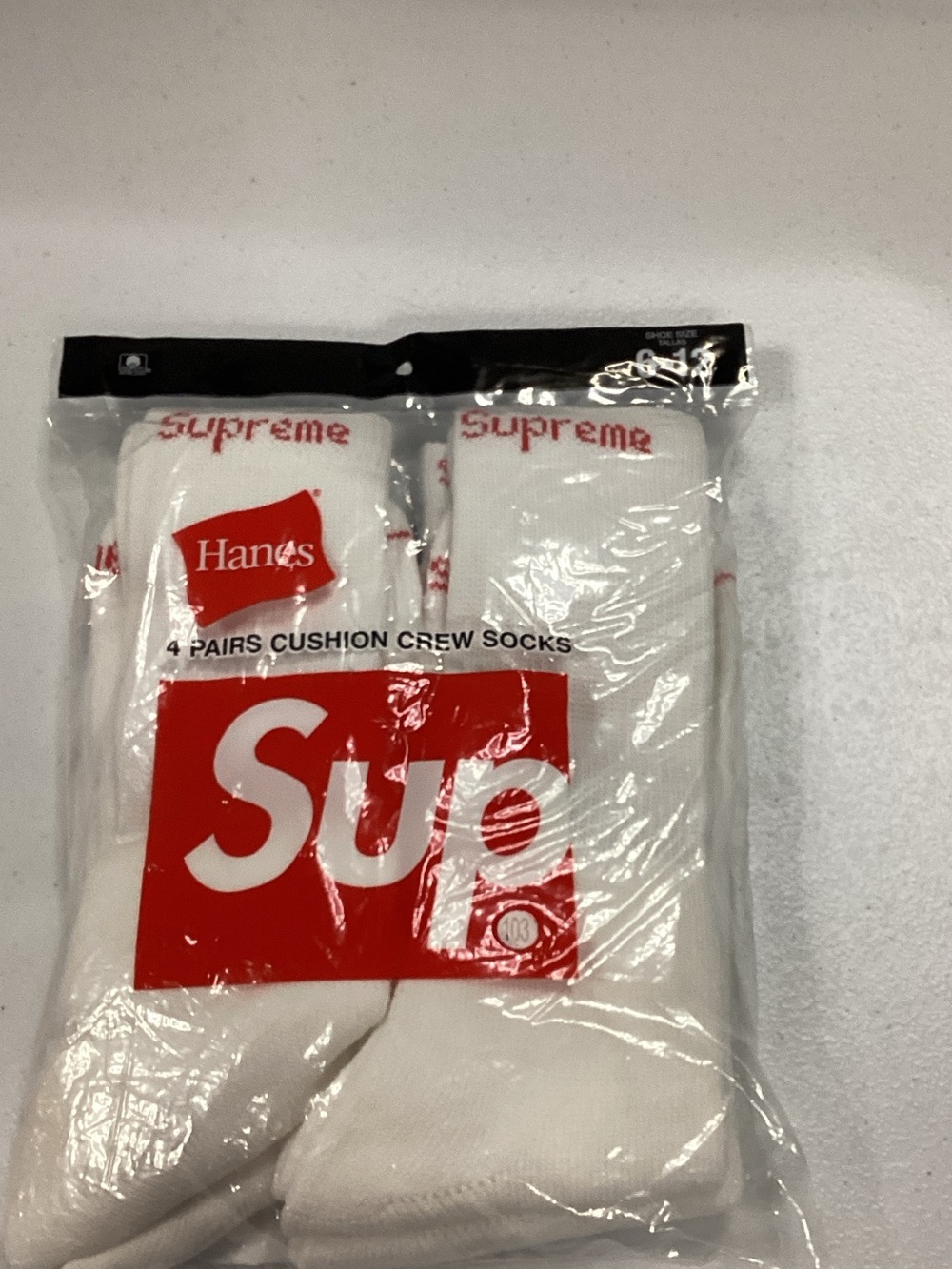 Hanes White & Red Crew Cushion Socks - 4 Pack